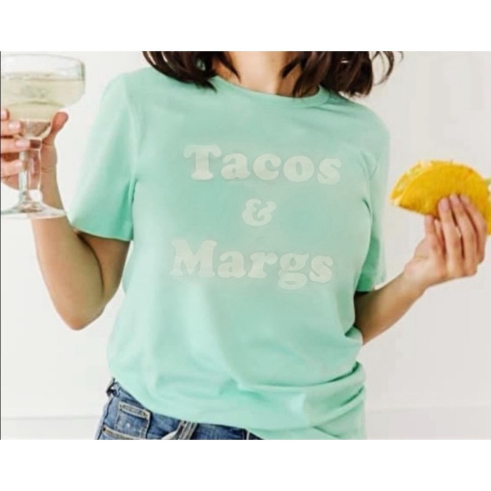 Wildfox Tacos & Margs Distressed Graphic Tee‎ Crewneck Short Sleeves T-shirts XS